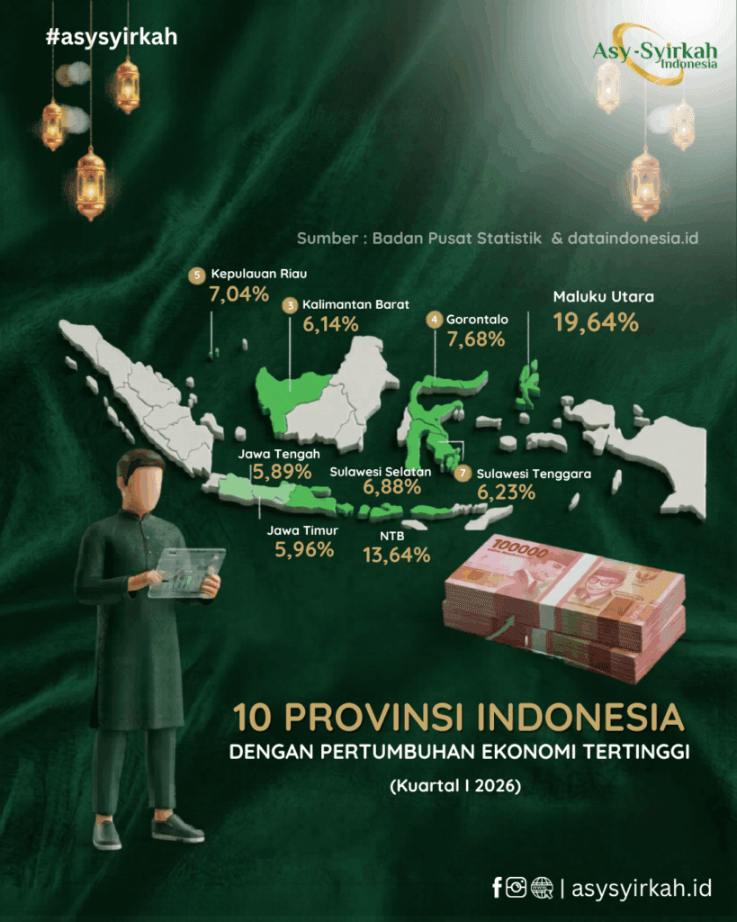 Infografis 10 sektor utama tulang punggung PDB Indonesia Q1 2026 berdasarkan data BPS